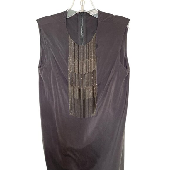 Brunello Cucinelli Silk Beaded Sleeveless Top Sz S Made in Italy Eggplant Purple - Picture 2 of 8